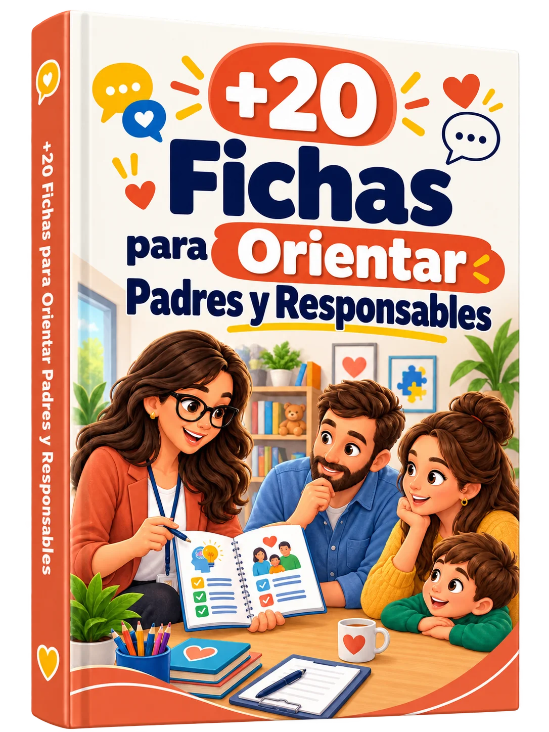 Portada del bono 02: +20 Fichas para Orientar a Padres y Cuidadores
